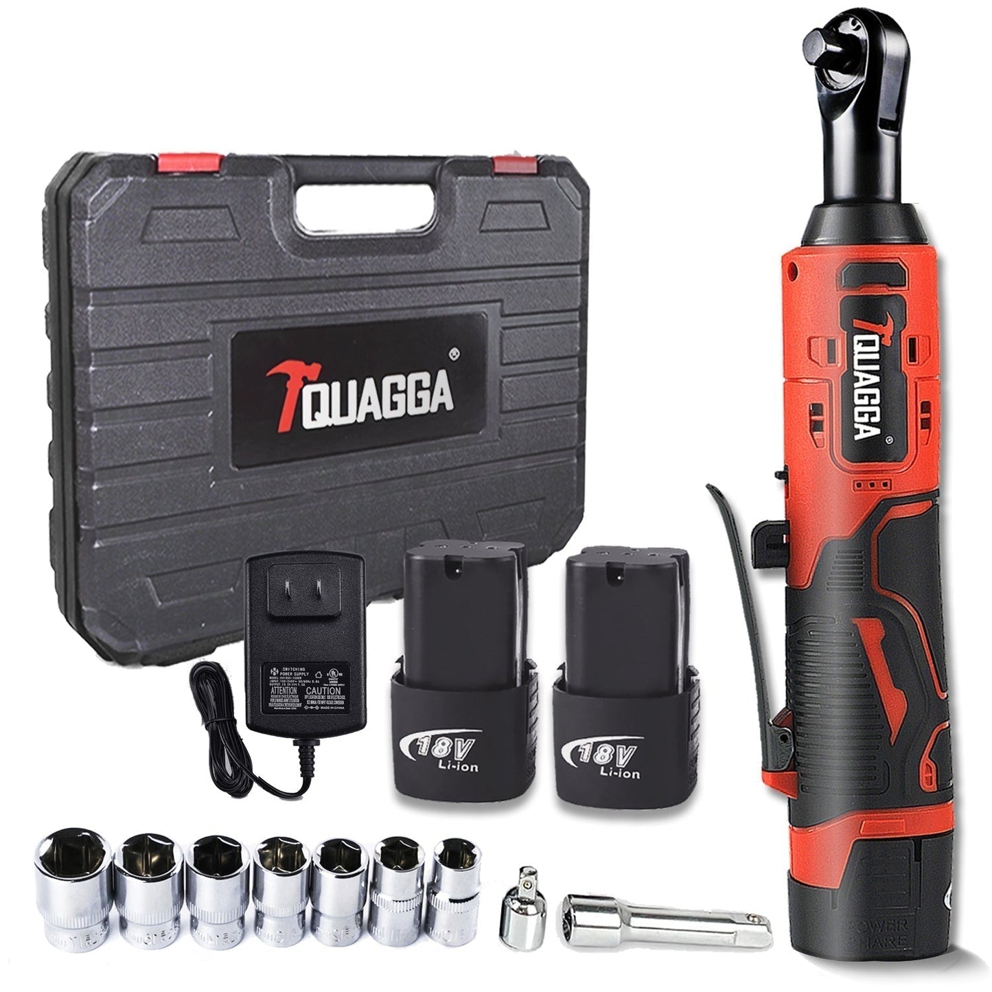 18V Cordless Electric Ratchet Wrench Set with 2 Batteries &amp; Fast Charger