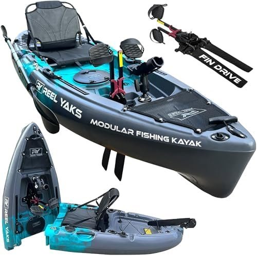 Reel Yaks Raptor Modular Fishing Kayak – 9.5ft Lightweight Sit On Top Kayak for Adults &amp; Youth – Stable &amp; Portable, Ideal Space-Saving Design for Travel – 380lbs Capacity